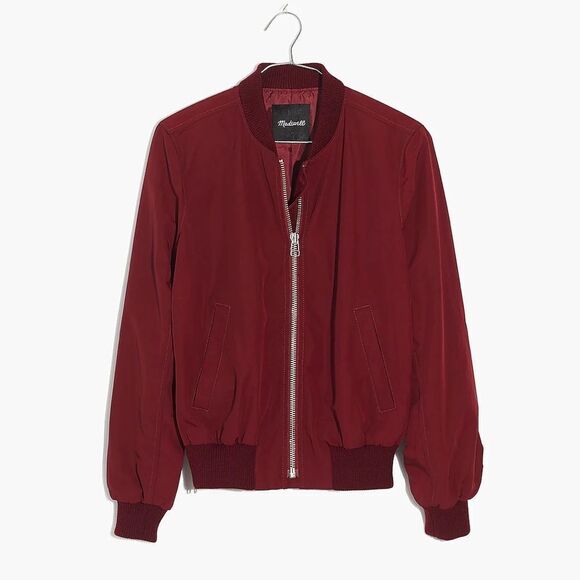 Madewell Bomber Side Zip Jacket Dusty Burgundy Womens Sz S - Picture 2 of 8